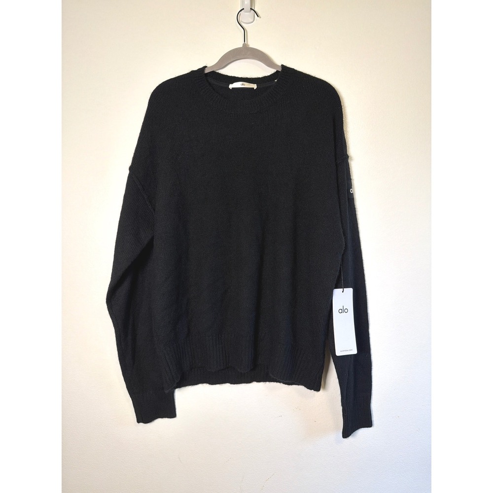 NEW Alo Yoga New Class Wool Cashmere Crewneck Sweater Black U3045R Small Luxury